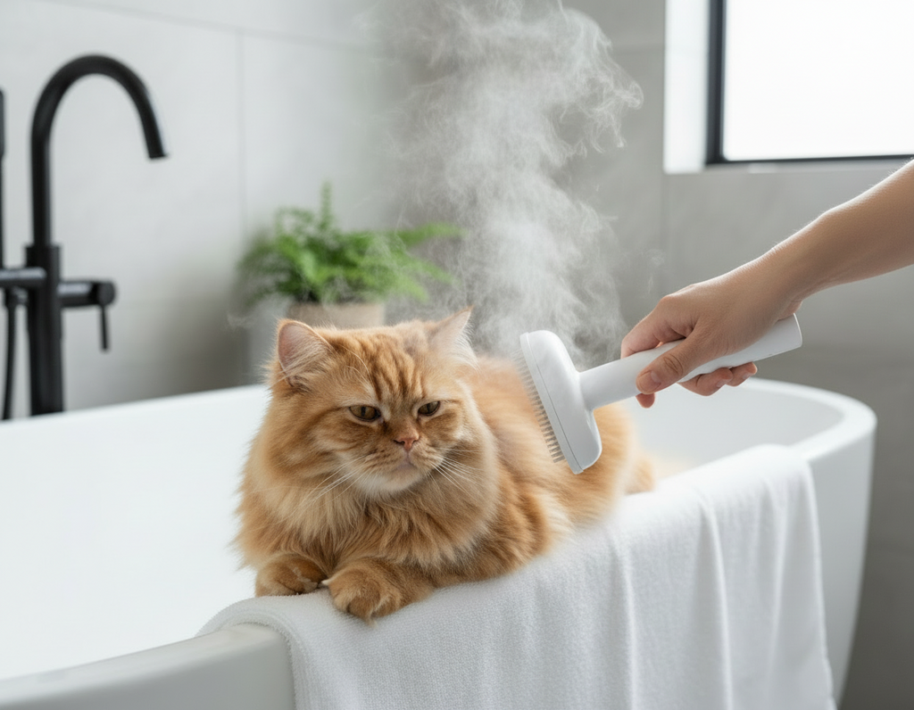 SteamPurr Brush die beste Enthaarungsbürste für Katzen 